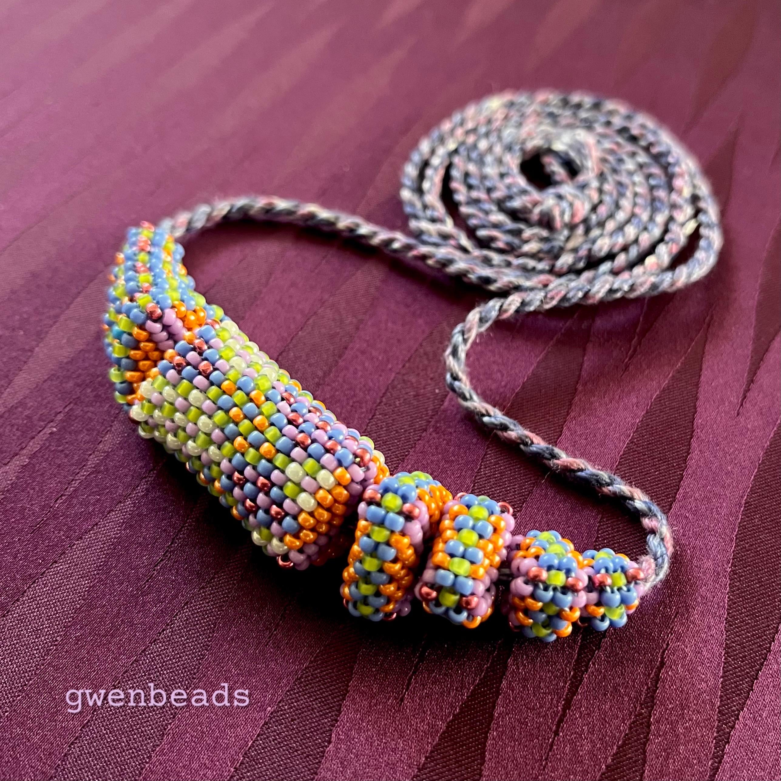 Colorful Cellular Automata Beaded Bead Necklace With Peyote Stitched ...