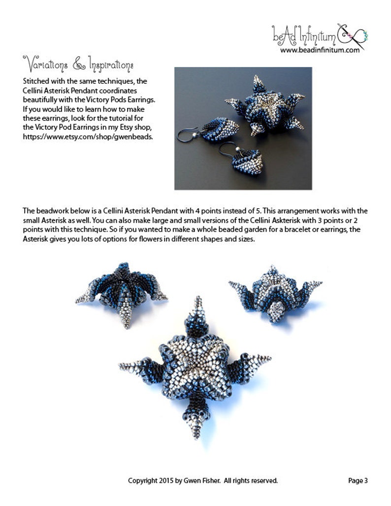 TUTORIAL Cellini Asterisk Pendant Beaded with Peyote Stitch image 3