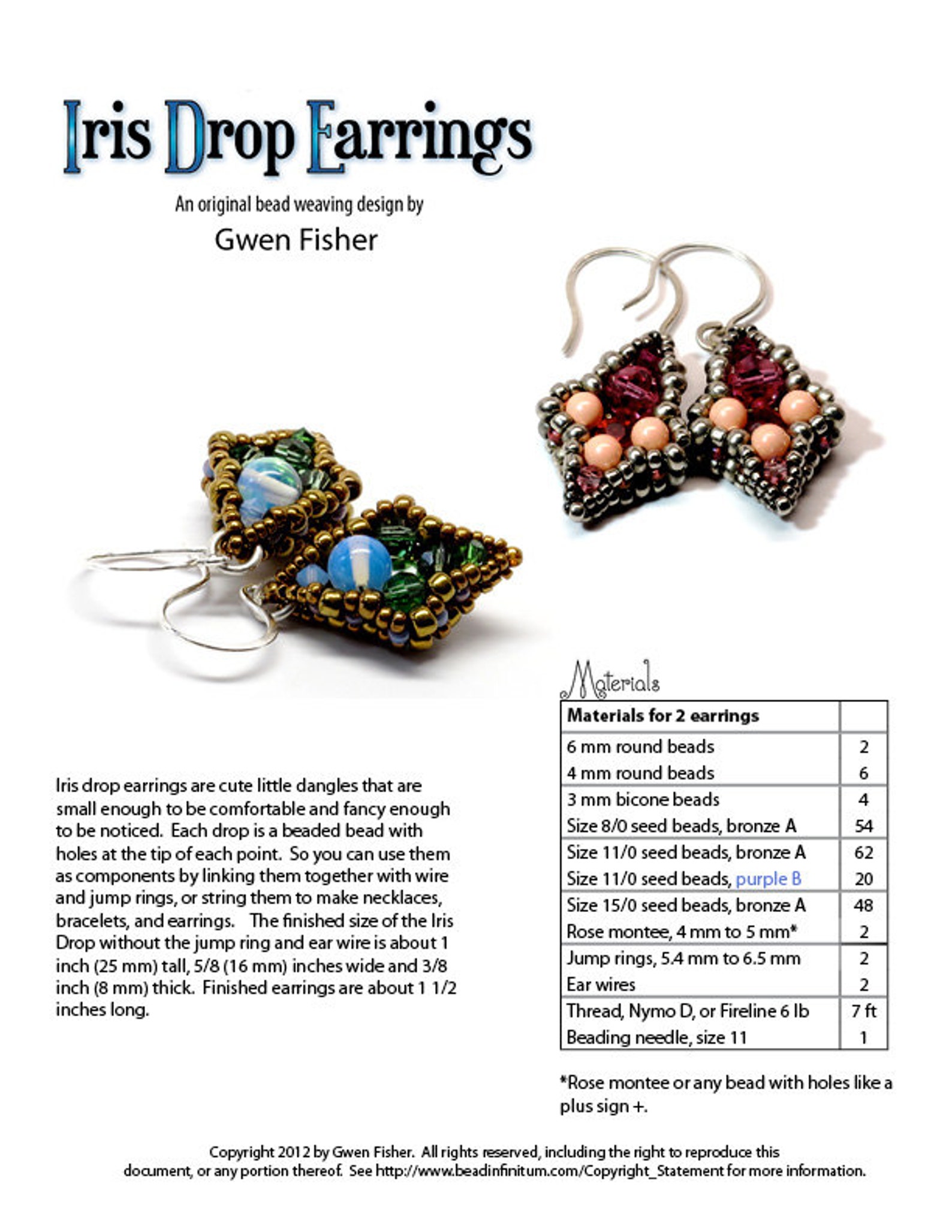 TUTORIAL Iris Drop Beaded Earrings Etsy