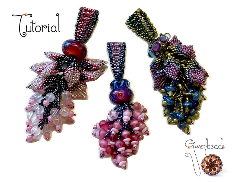 TUTORIAL Wisteria Tassel Pendant and Earrings, Beaded with Cellini Peyote Stitch image 5