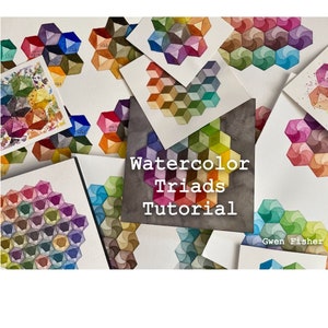 Tutorial Triad Watercolor Color Wheels Come dipingere con gli acquerelli Lezione in formato PDF Libro sulla teoria del colore Tabella dei campioni