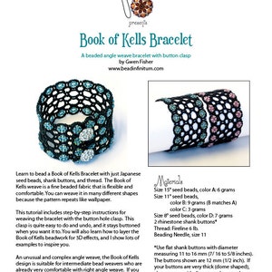 TUTORIAL Book of Kells Bracelet Beaded Angle Weave with Button Clasp image 3