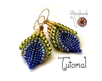 TUTORIAL Blütenblatt Anhänger und Ohrringe, Perlen mit Cellini Peyote Stitch