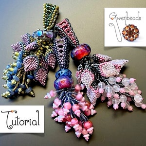 TUTORIAL Wisteria Tassel Pendant and Earrings, Beaded with Cellini Peyote Stitch image 1