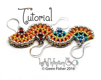Tutorial Beaded Ginkgo Leaf Earrings Made with Cubic Right Angle Weave