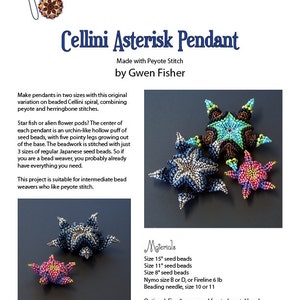 TUTORIAL Cellini Asterisk Pendant Beaded with Peyote Stitch image 2