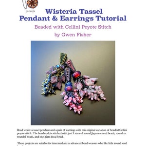 TUTORIAL Wisteria Tassel Pendant and Earrings, Beaded with Cellini Peyote Stitch image 3