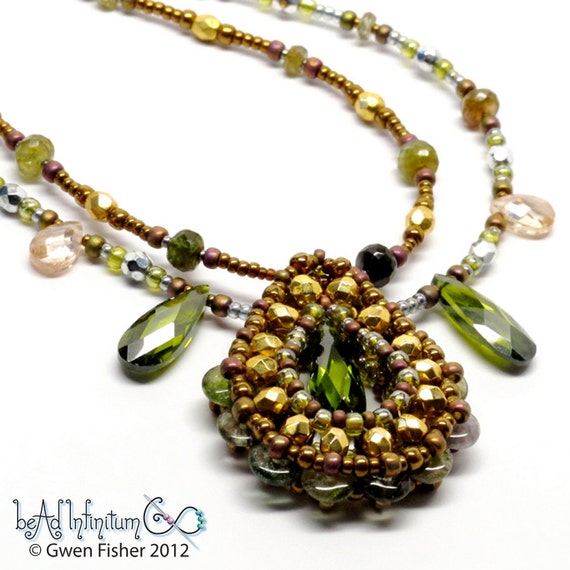 Items similar to Paisley Tourmaline Necklace with Two Strands of ...