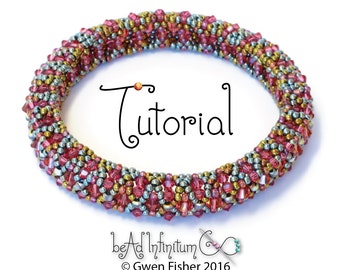 Beading Tutorial Bicone Bangle Bracelet Pattern Made with Seed Beads