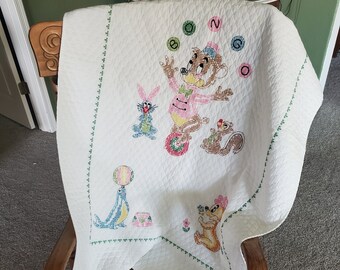 Vintage Bongo the Bear Quilt - Vintage Handmade - Baby Blanket - Disney