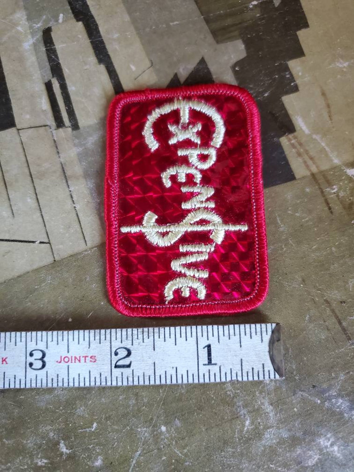 Vintage Holographic Patch - Expensive - Red Metallic - Jacket ...