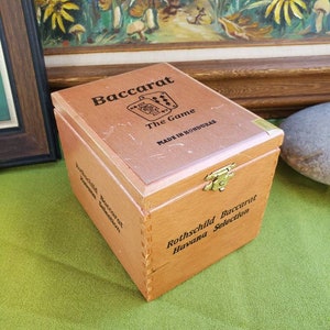 Vintage Baccarat Cigar Box - Wooden - Honduras - Fun Storage - Good Shape