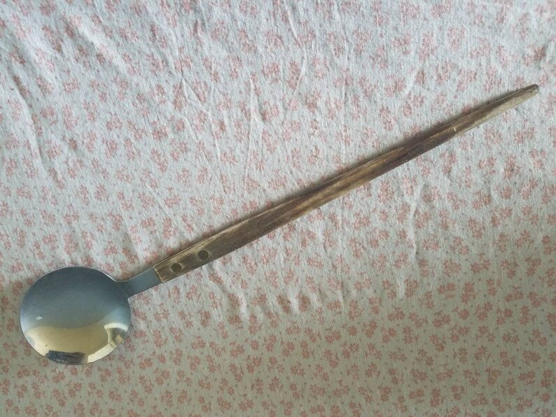 Round Bowl Serving Spoon Angled Wooden Handle