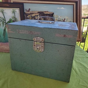 Vintage File Box - Hamilton Skotch Corp.  - Green Metal - Retro Portable Storage - Worn Industrial