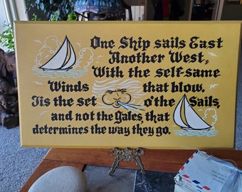 Vintage Sailing Plaque - Wall Hanging - Kitsch Decor - Folk Art - Sailor Rhyme - Nautical Decor