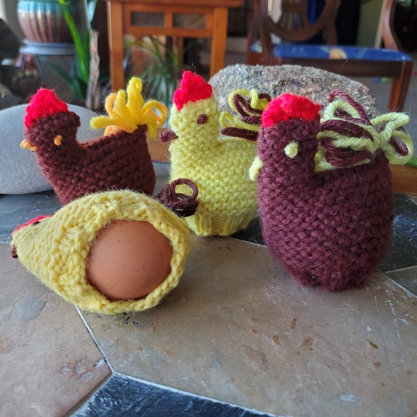 Vintage Egg Cozies - Set of 4 - Hard Boiled Egg Covers - Chickens - Vintage Habdmade - Kitsch Kitchen - Cozy - Cosy - Coozie