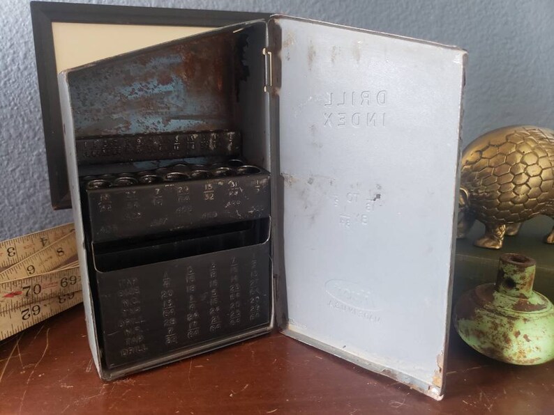 Vintage Drill Index Grey Metal Case Aged to Perfection Etsy