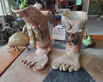 Weird Pottery - Feet with Genitals - Male and Female - Penis - Vagina - Boobs - Butt - Vase - Pots - Vintage Handmade