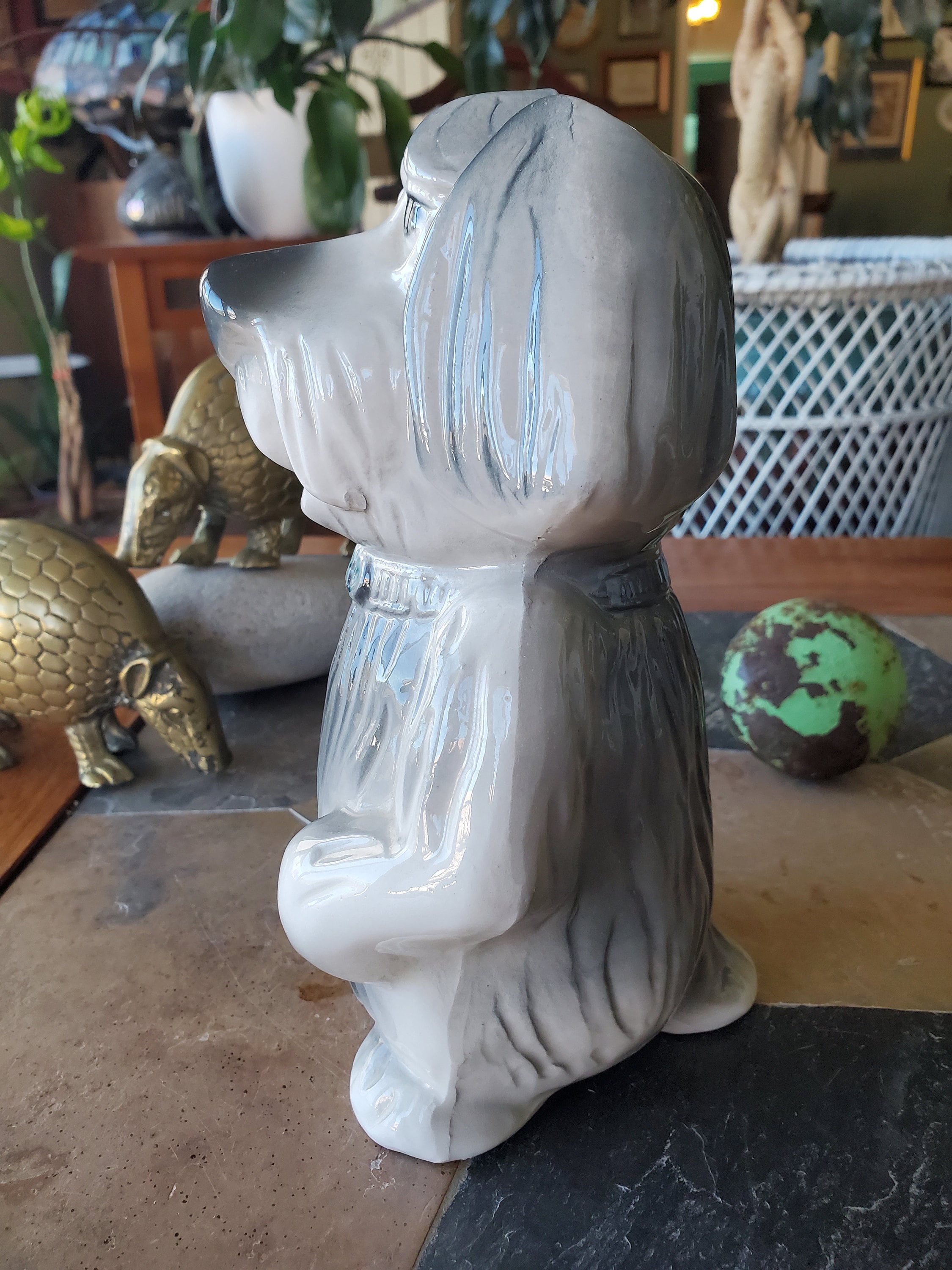 Vintage Ceramic Coin Bank - Mop-haired Shaggy Dog - Ford - Mid