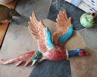 Vintage Ceramic Pheasant - Wall Hanging Decor - 1959 - Mid-Century Kitsch - Traditional