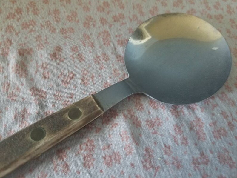Round Bowl Serving Spoon Angled Wooden Handle