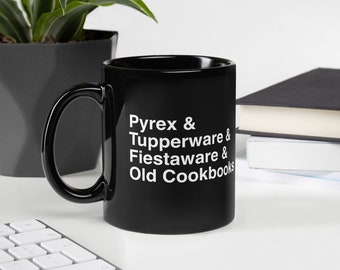 Estate Sale Ampersand Black Glossy Mug - Pyrex & Tupperware - Fiestaware - Vintage Old Cookbooks - Yard Sale Treasure Hunter