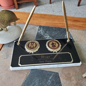 Vintage NSA Pen Holder - Desk Name-Plate - National Security Agency - &quot;Bige&quot; - Aim High! - Government Employee