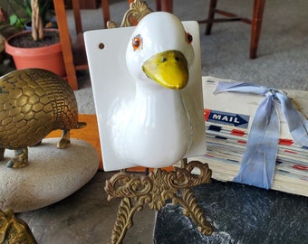 Vintage Ceramic Duck Head - Handpainted - Wall Hanging - Decorative Hook - Ceramic Taxidermy