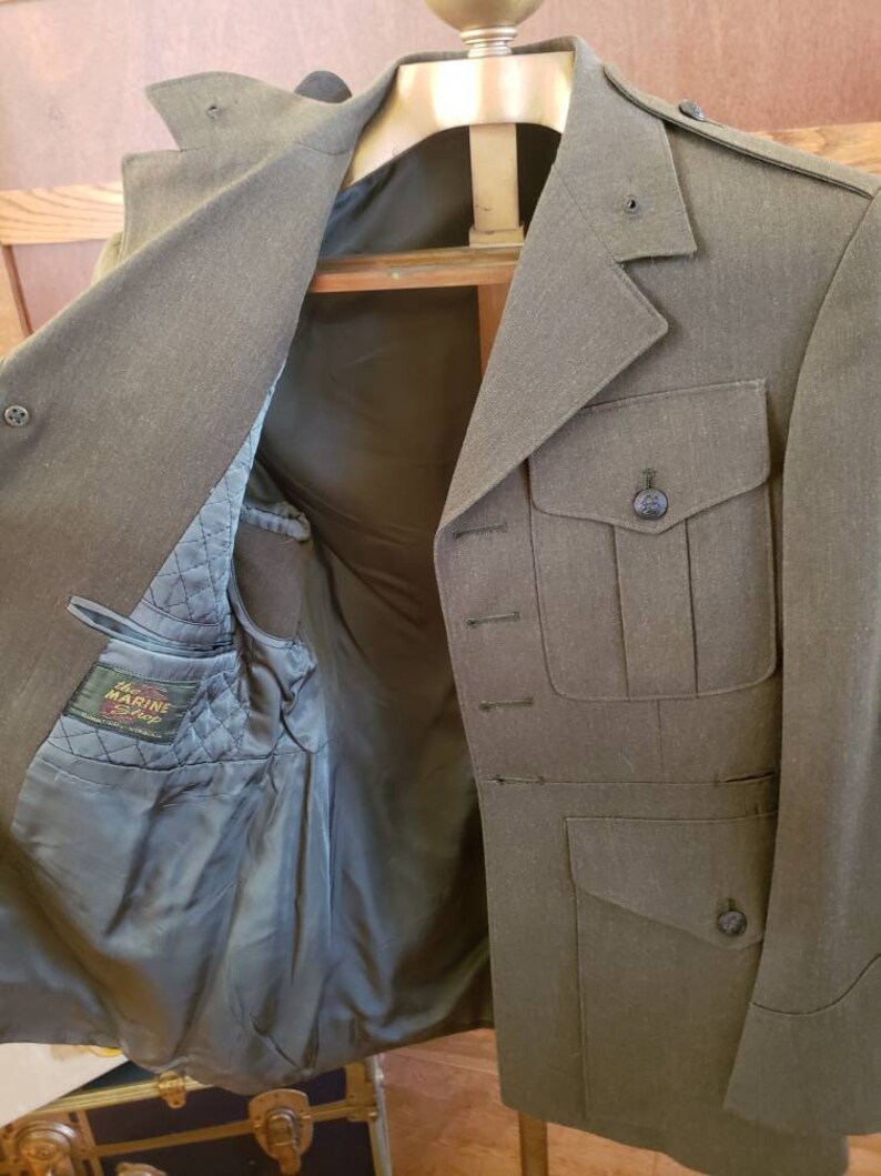 A Alpha Vintage Marine Corps Uniform Coat Service Green