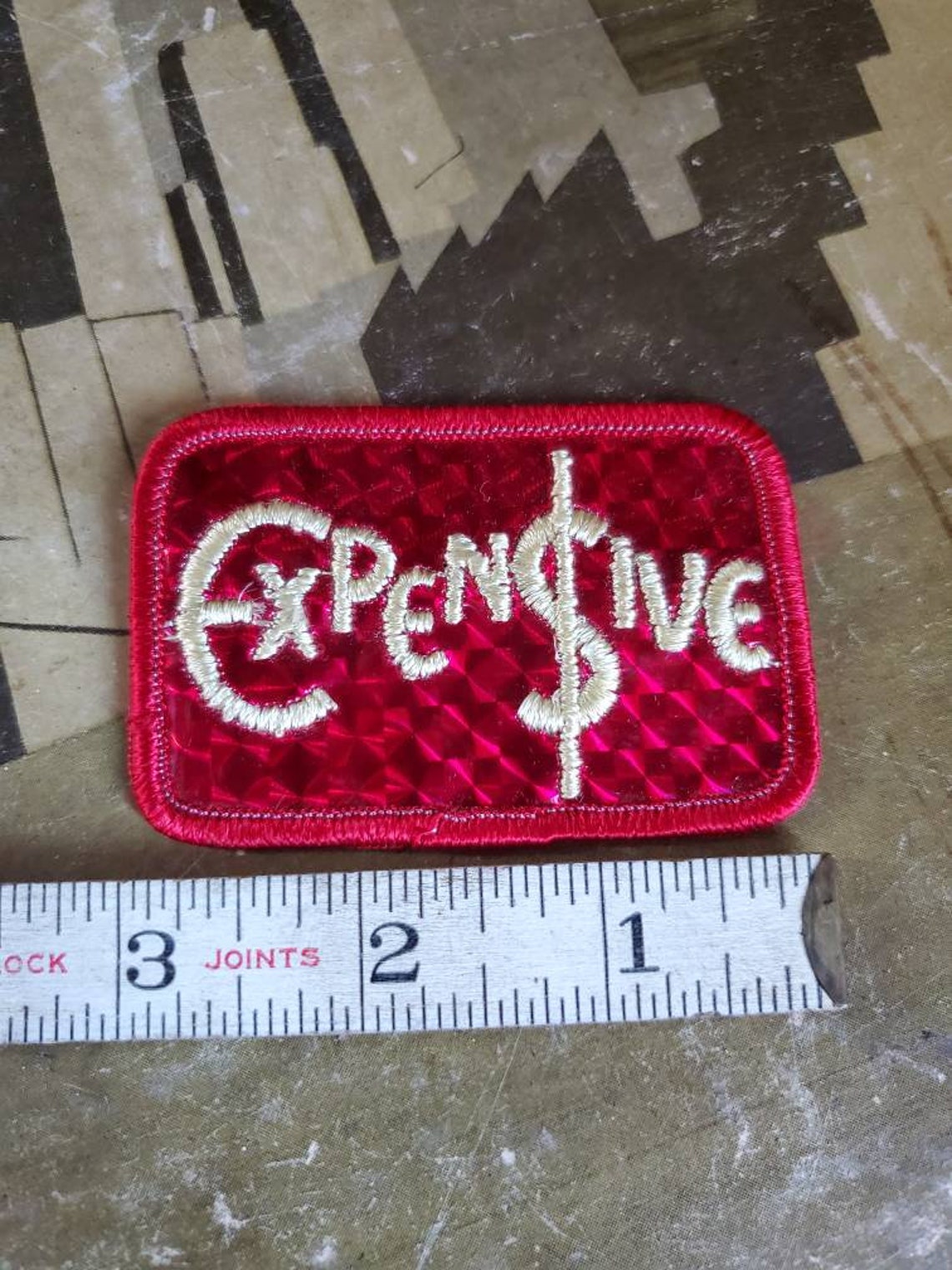 Vintage Holographic Patch - Expensive - Red Metallic - Jacket ...