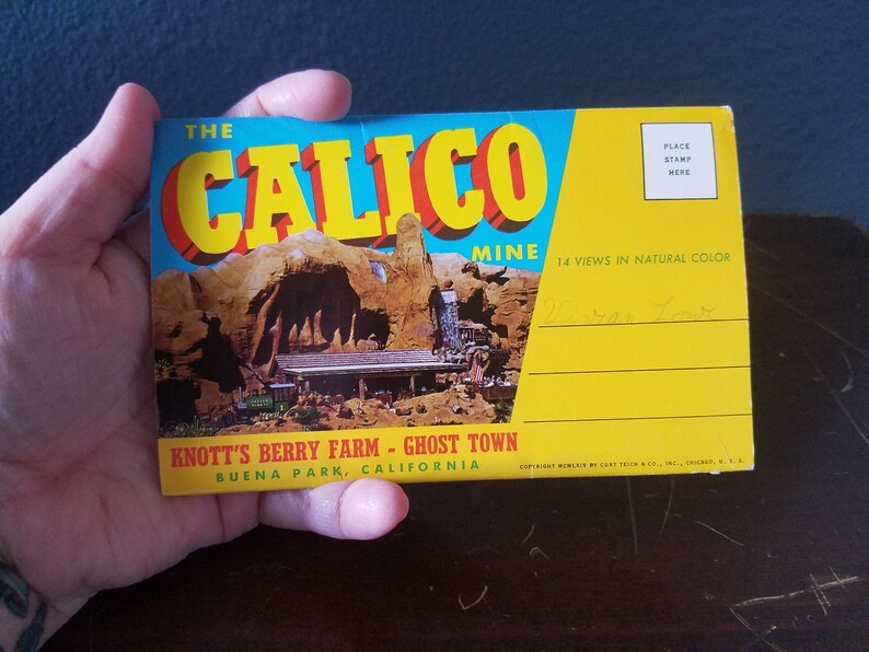 Vintage Calico Mine Ghost Town Fold-Out Postcard Booklet 1964 Souvenir 14 Views Full Color Buena Park Knott/'s Berry Farm California