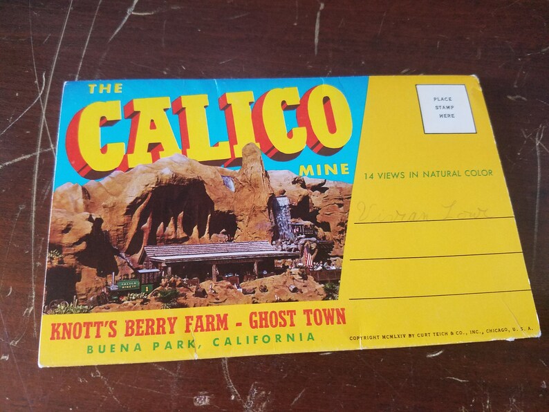 Vintage Calico Mine Ghost Town Fold-Out Postcard Booklet 1964 Souvenir 14 Views Full Color Buena Park Knott/'s Berry Farm California