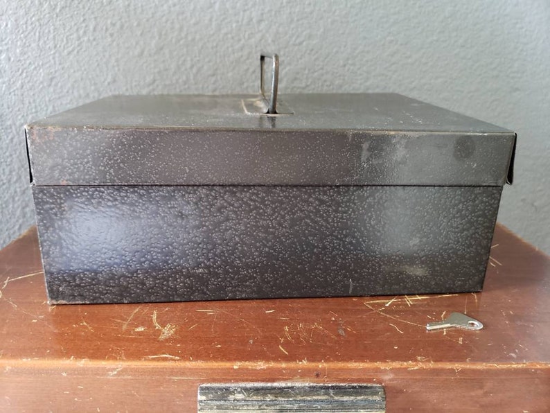 Vintage Lock Box with Key Locking File Box Metal Lockbox Etsy