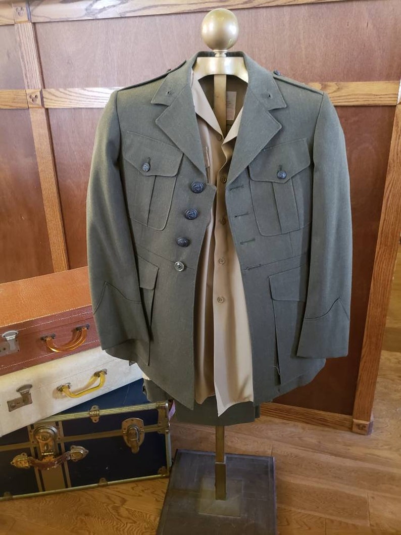 A Alpha Vintage Marine Corps Uniform Coat Service Green