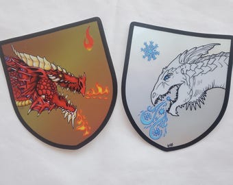 Pegatina holográfica de dragón DnD Heráldica de D&D, vinilo impermeable de Dungeons and Dragons