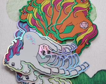 Pegatina holográfica retro de My Little Pony D&D: Orgullo trans, Hormona, Pony, Mazmorras y Dragones