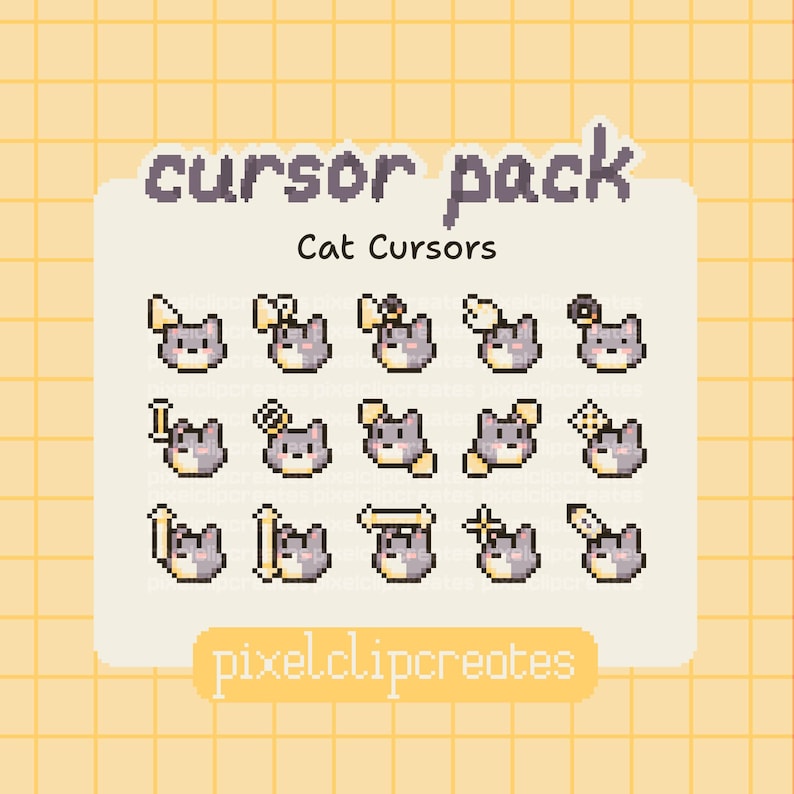 Cat Cursor Pack - Hand Drawn Mouse Cursors for Windows (digital ...