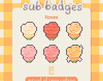 Insignias de suscripción de Pixel Art de Rose para transmisiones de Twitch (descarga digital)