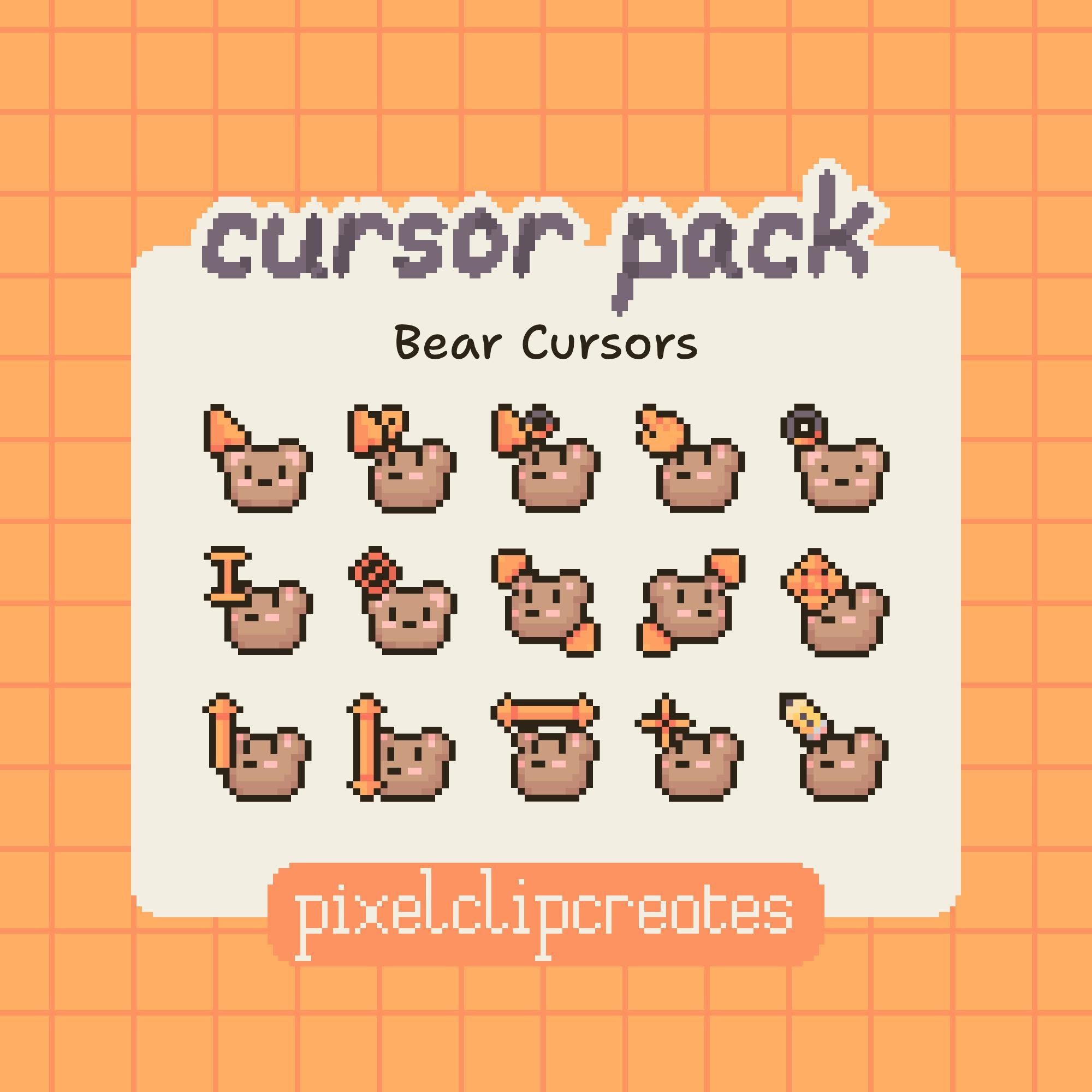 Bear Cursor Pack - Cute Mouse Cursors for Windows (digital Download ...