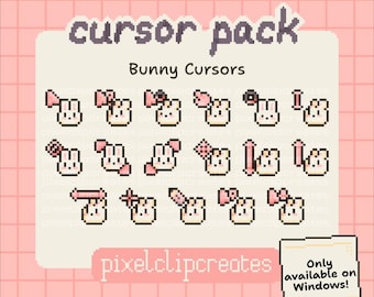White Bunny Cursor Pack - Hand-Drawn Mouse Cursors for Windows (Digital Download)