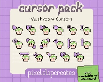 Green Mushroom Cursor Pack - Hand-Drawn Mouse Cursors for Windows (Digital Download)