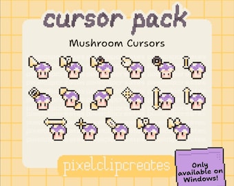 Purple Mushroom Cursor Pack - Hand-Drawn Mouse Cursors for Windows (Digital Download)