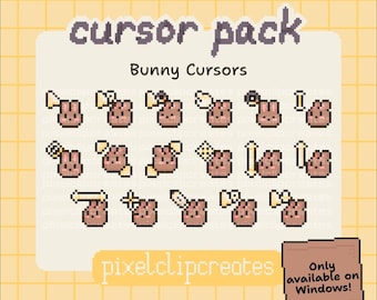 Brown Bunny Cursor Pack - Hand-Drawn Mouse Cursors for Windows (Digital Download)