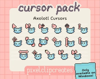 Blue Axolotl Cursor Pack - Hand-Drawn Mouse Cursors for Windows (Digital Download)