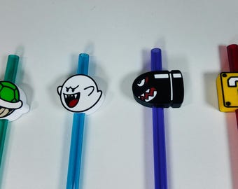Paquete de 4 pajitas para vasos de Mario Bros.