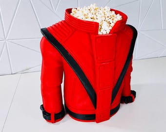 Michael Jacket Popcorn Bucket Red Thriller Inspired Snack Container Movie Night Decor