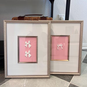 Framed Intaglio Art Set of 2 - Porcelain Intaglio - Scalloped Frame - Gold Leafing