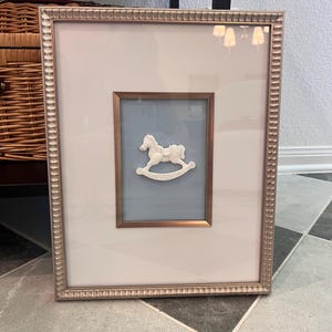 Framed Porcelain Rocking Horse Intaglio - Champagne Gold Frame