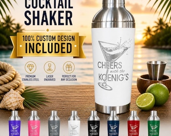Coctelera personalizada / Grabada con láser, 590 ml / Acero inoxidable con recubrimiento en polvo / 8 colores a elegir / ¡Tu diseño personalizado incluido! ¡Salud!