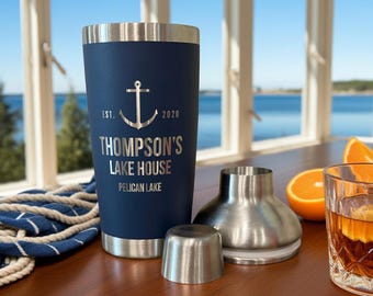 Personalized Cocktail Shaker | Laser Engraved 20oz  | Stainless Steel Powder Coat | 8 Color Choices | Your Custom Design Included! Cheers!